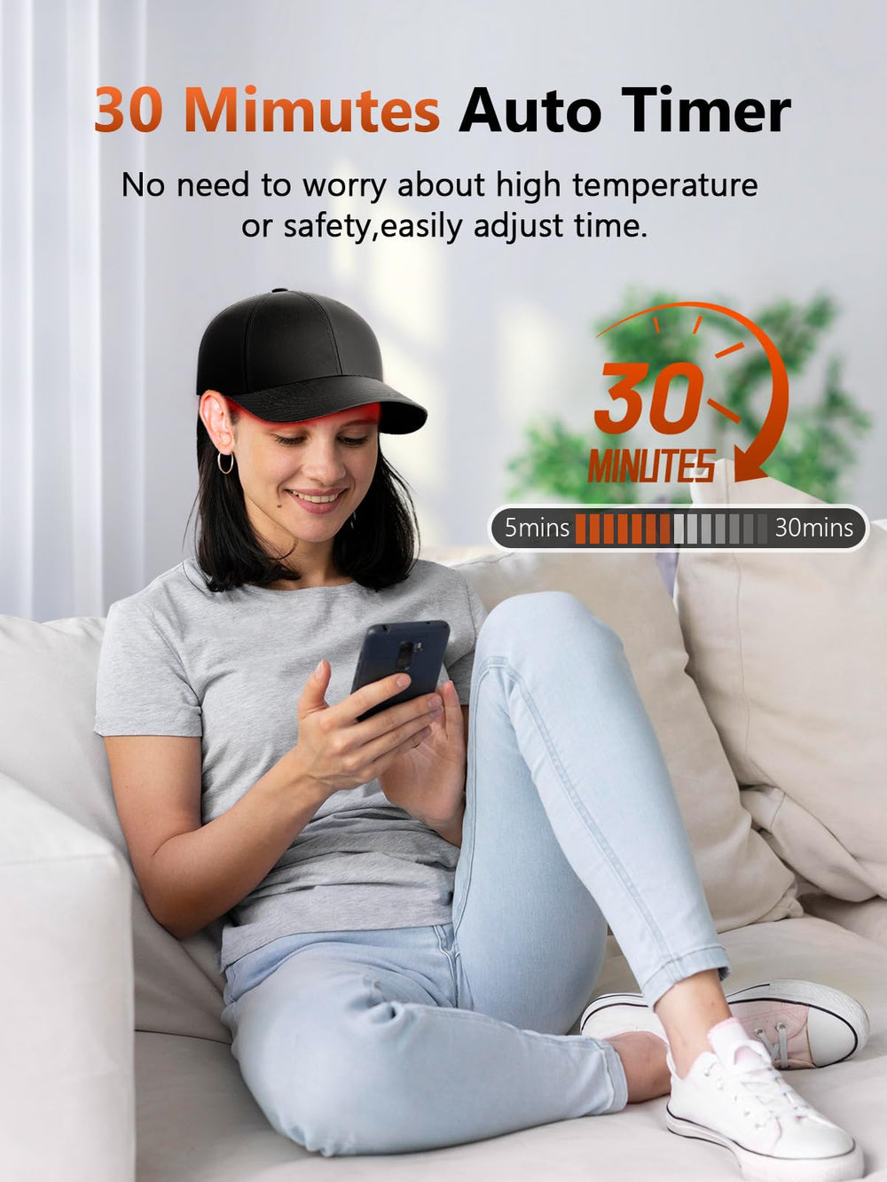 RELEXNOW at-home use scenario demonstrates easy, portable hair therapy.
