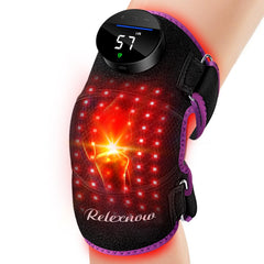 RELEXNOW knee massager showing heated vibration hug around the knee for deep relief