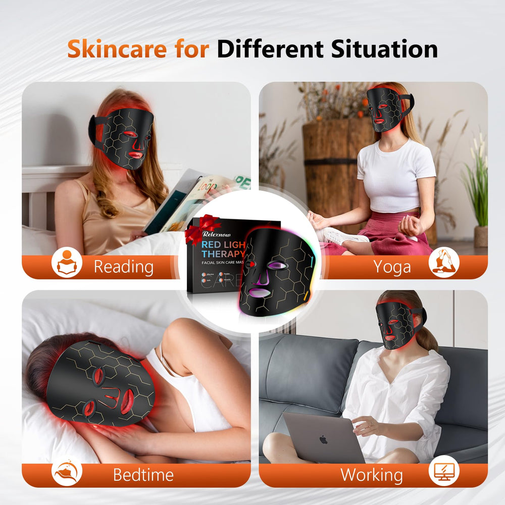 RELEXNOW LED face mask multi-wavelength lights for balanced skin tone