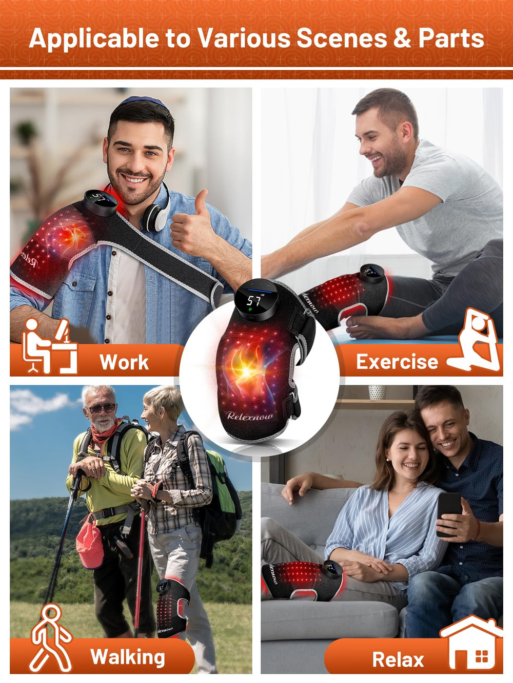 RELEXNOW multi-use therapy device supports knees, elbows, and shoulders
