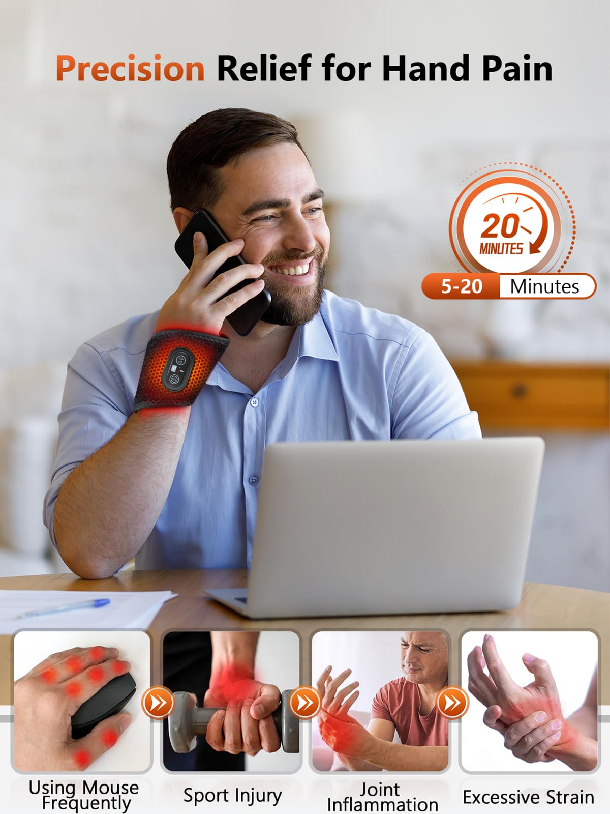 RELEXNOW wireless controller enables portable therapy without cords during daily activities.
