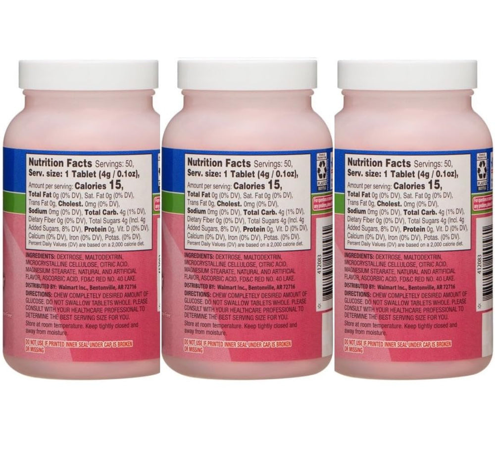 ReliOn glucose tablets fruit punch close-up highlighting compact on-the-go pack for quick use
