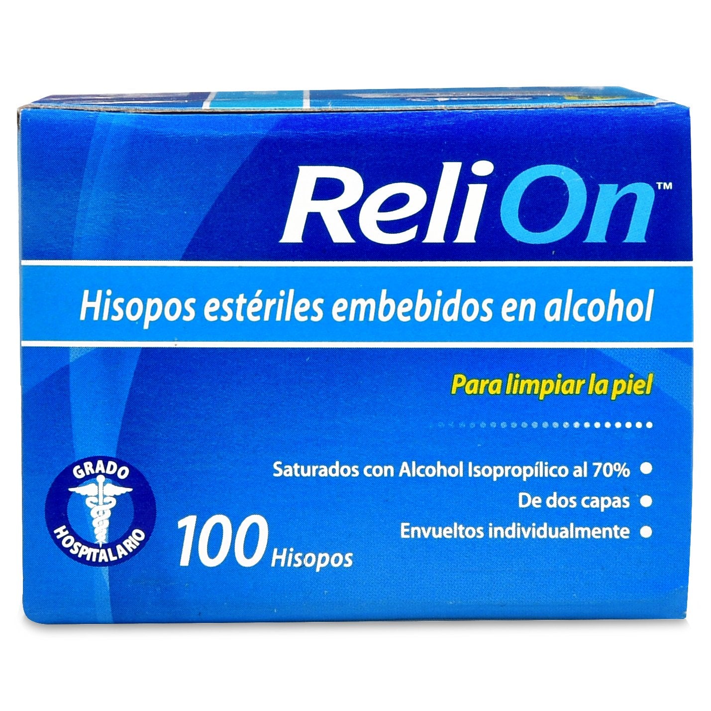 Reli On swabs ready for skin cleansing before injections.