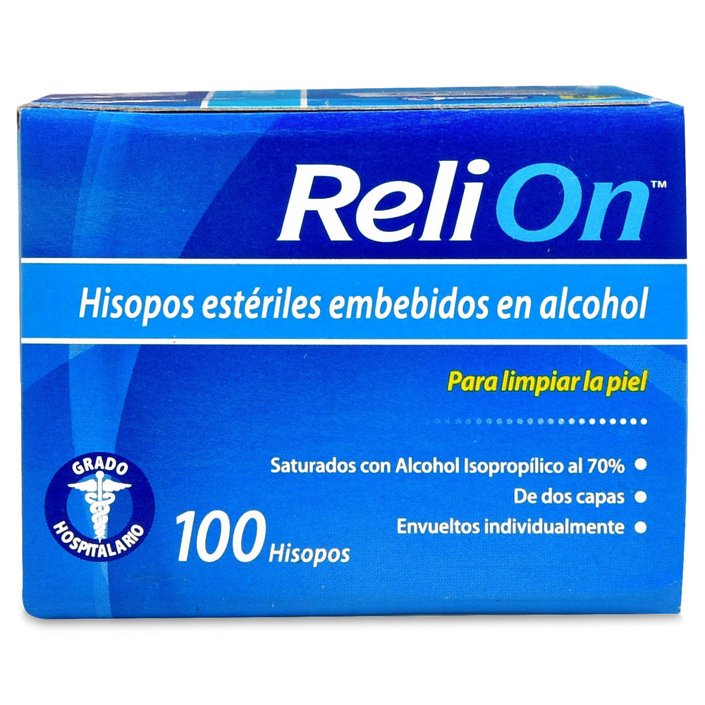 Reli On swabs ready for skin cleansing before injections.