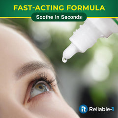 Reliable-1 Laboratories eye drops close-up reveals silky hydration without residue