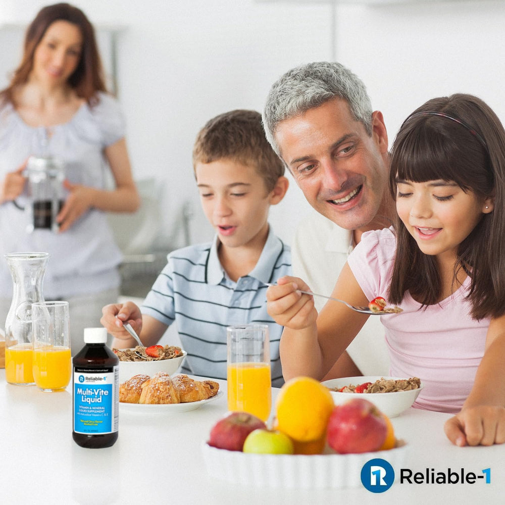 Droplet dose of Multi-Vite showing precise daily vitamin intake