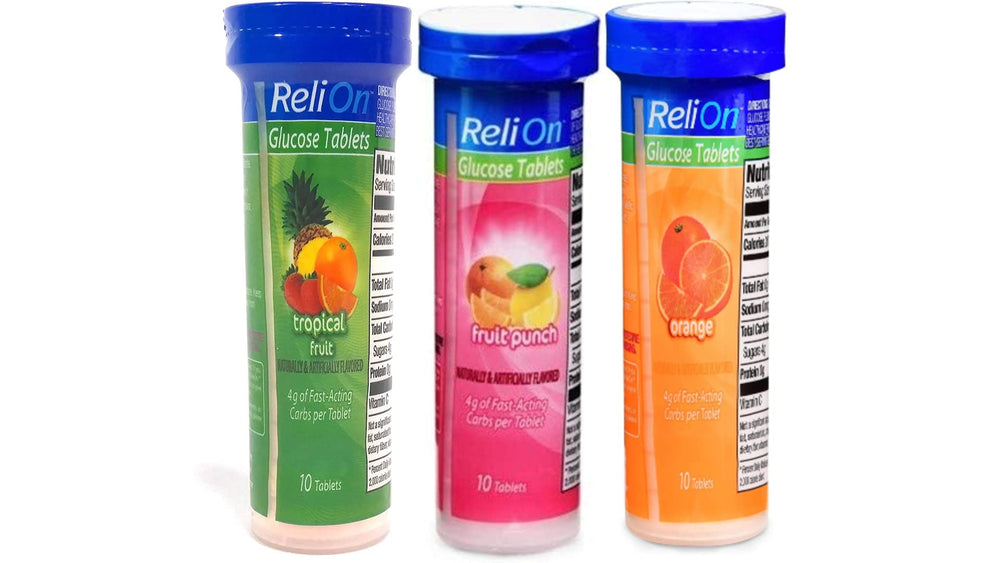 Relion Glucose Tabets orange tube offers quick energy on the go