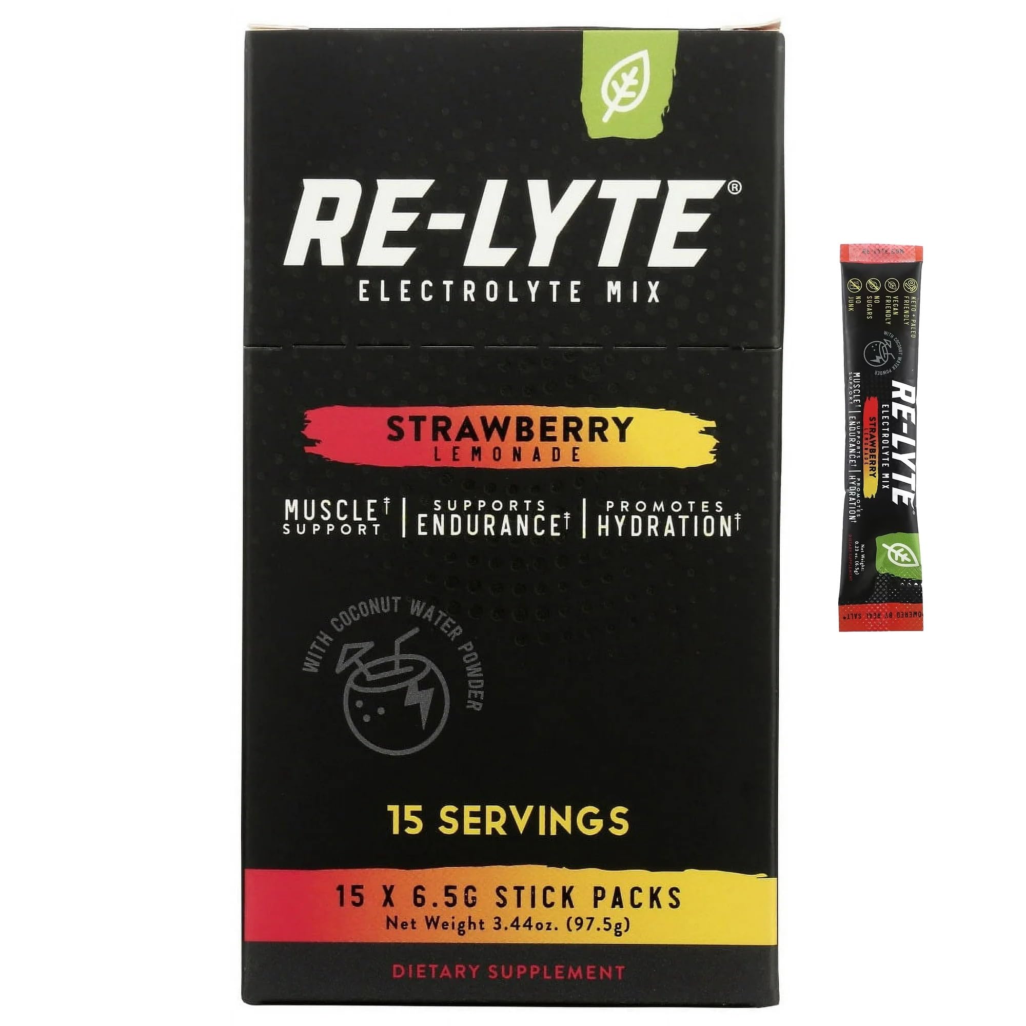 RELITE Re-Lyte strawberry lemonade glass ready for refreshing hydration.