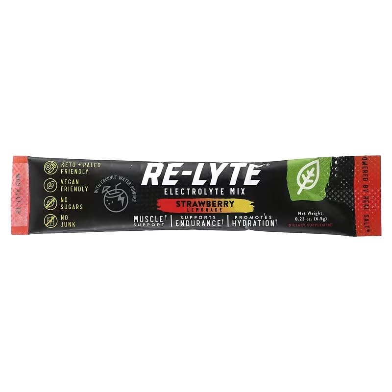 RELITE Re-Lyte strawberry lemonade scoop for precise electrolyte mixing.