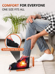 RELEXNOW foot therapy controller with LED display showing mode and timer.