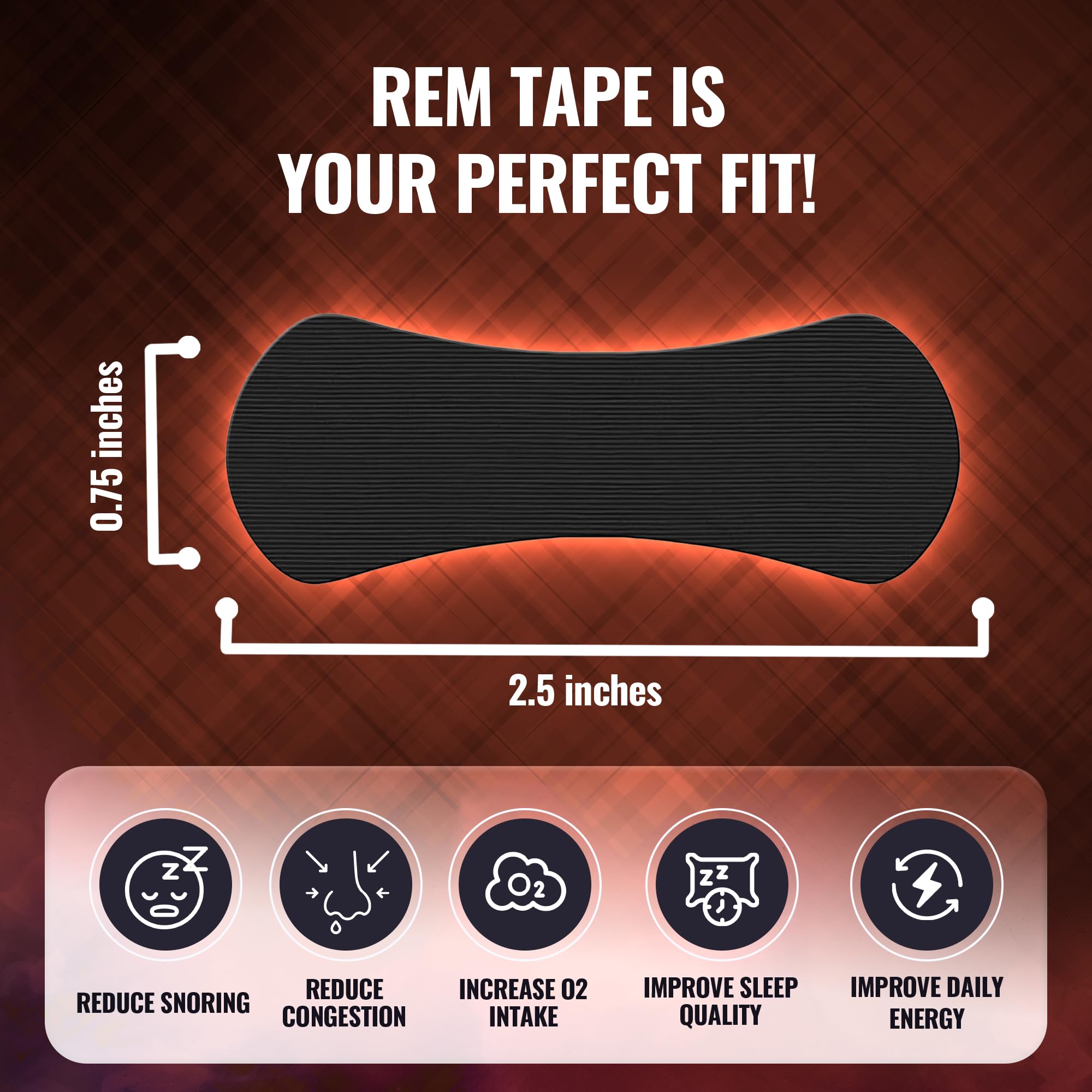 REM Tape Performance nasal strip on the nose for sleep and activity.