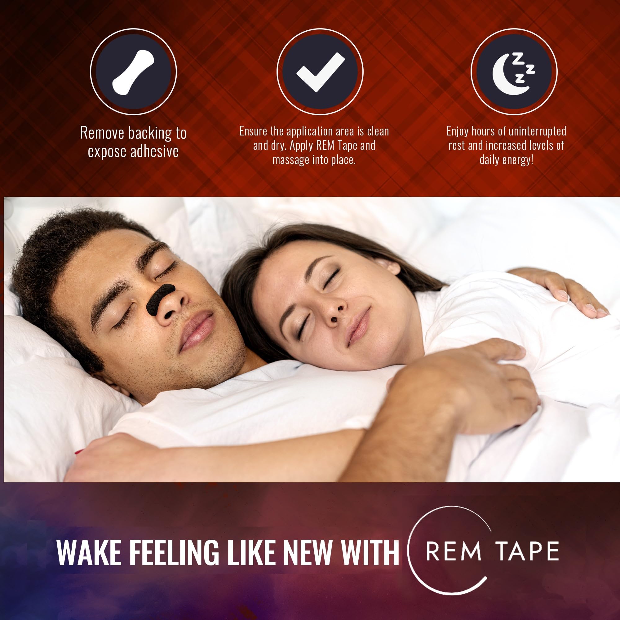 Durable REM Tape nasal strip designed for workouts and daily wear.