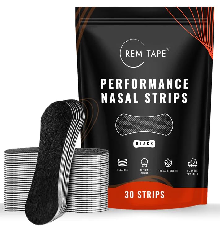 REM Tape Performance nasal strip wrapped for easier breathing.