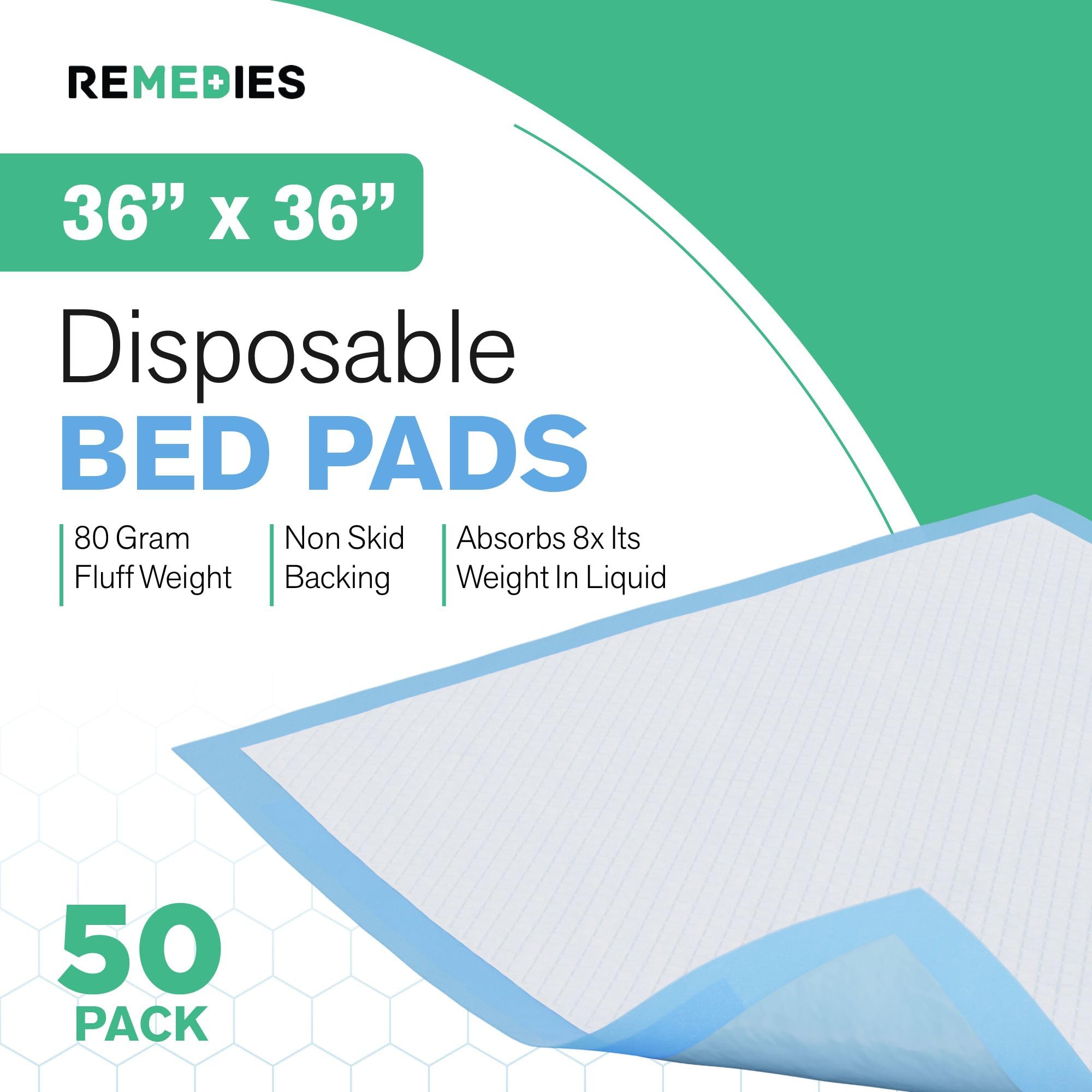 Remedies bed pad moisture barrier edge reinforces leak protection and durability.