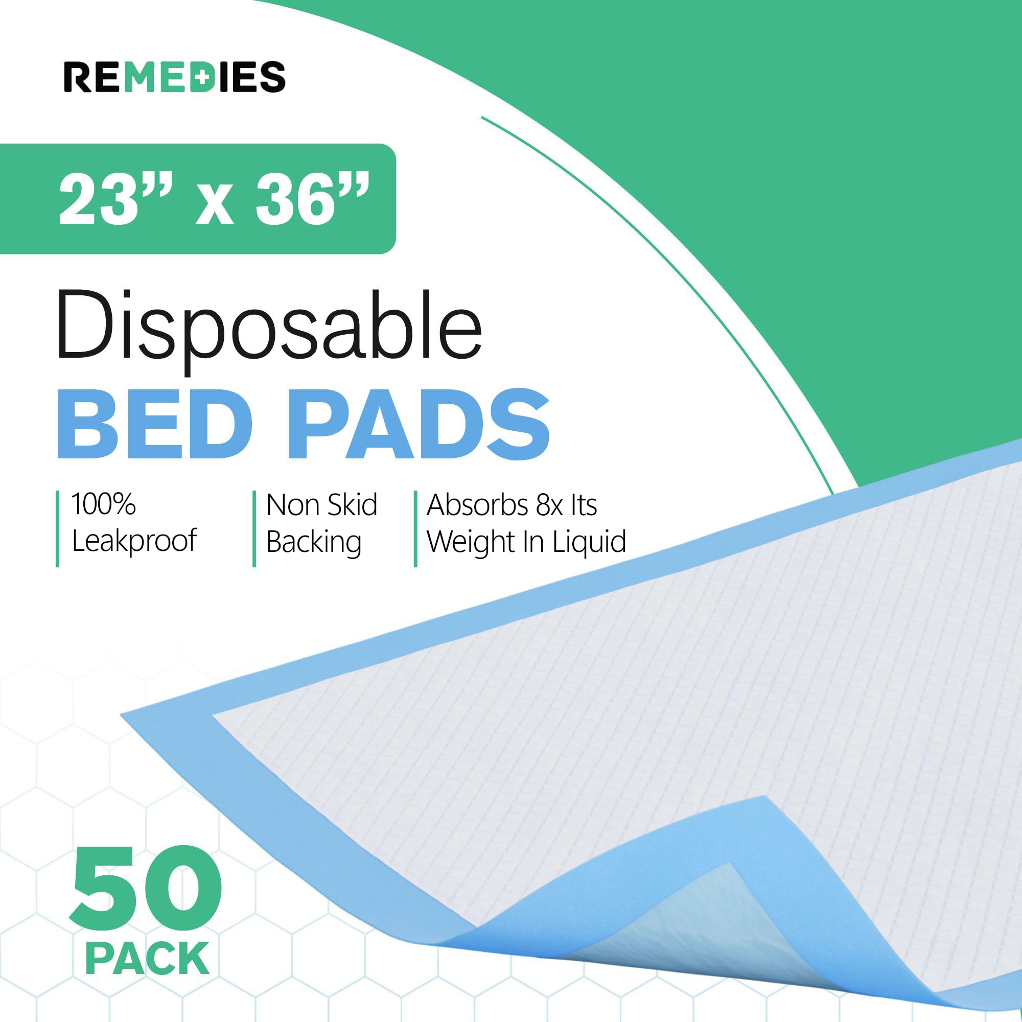 REMEDIES bed pad featuring moisture barrier edge to prevent leaks