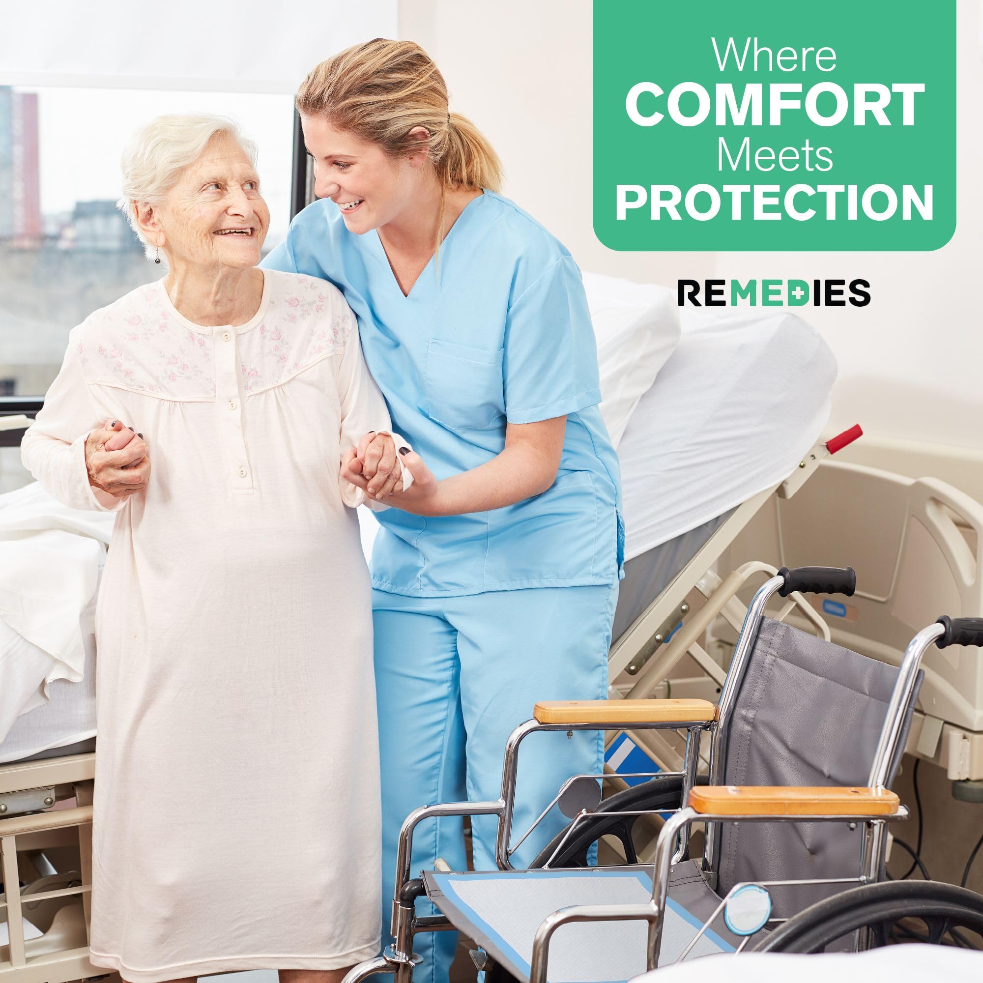 Remedies disposable underpads used on bed or furniture surfaces for everyday protection