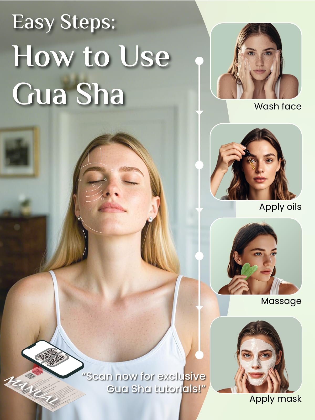 Rena Chris gua sha estuche silicona concha para transporte seguro.