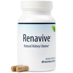 Renavive Kidney Cleanse bottle front displaying premium urinary wellness formula