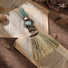 RENEMEGO Witch Broom shows branch and metal accents for sacred space.