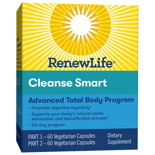 Renew Life Cleanse Smart Advanced total body bottle front view supports digestive regularity.
