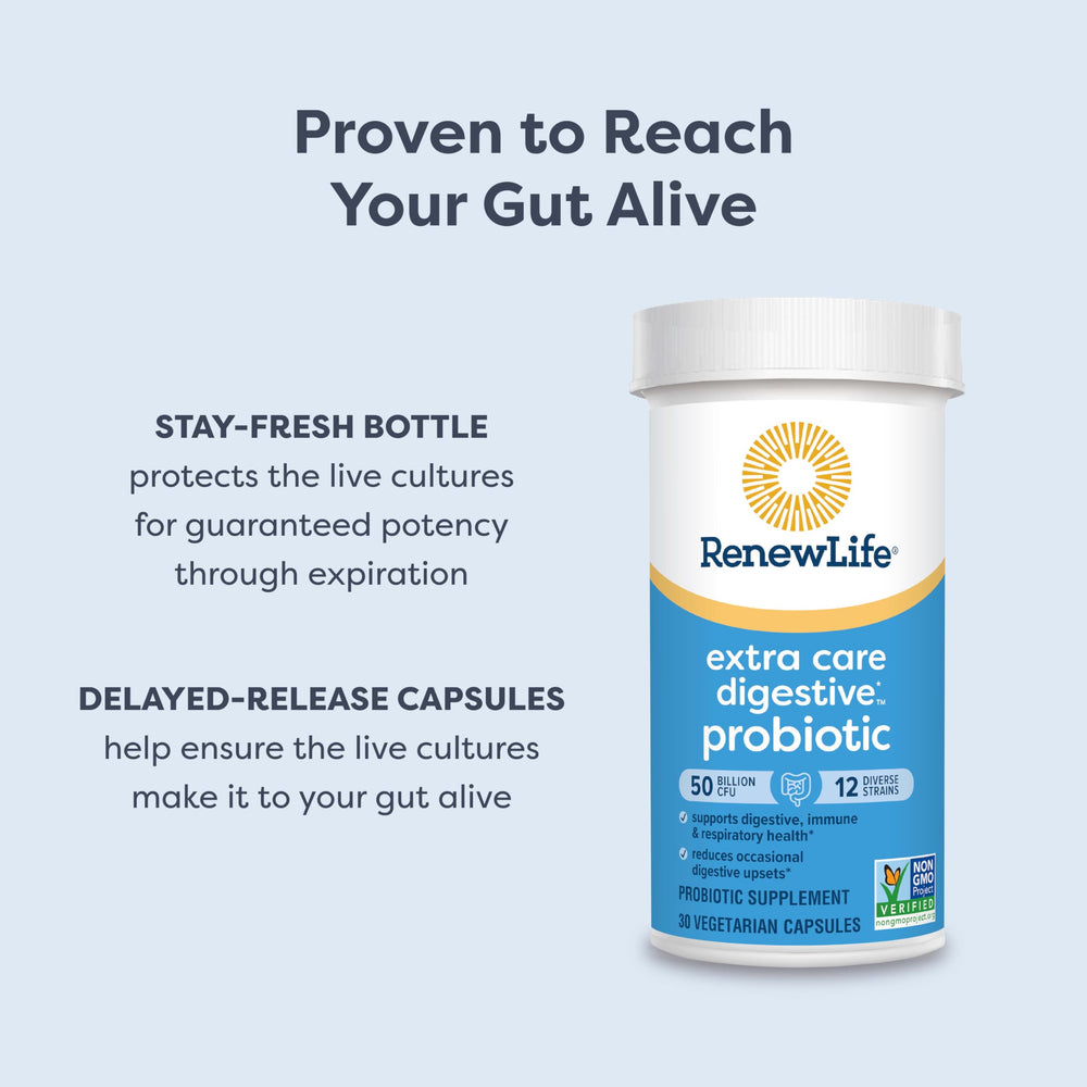 Renew Life bottle with usa-made sticker highlights production in the United States