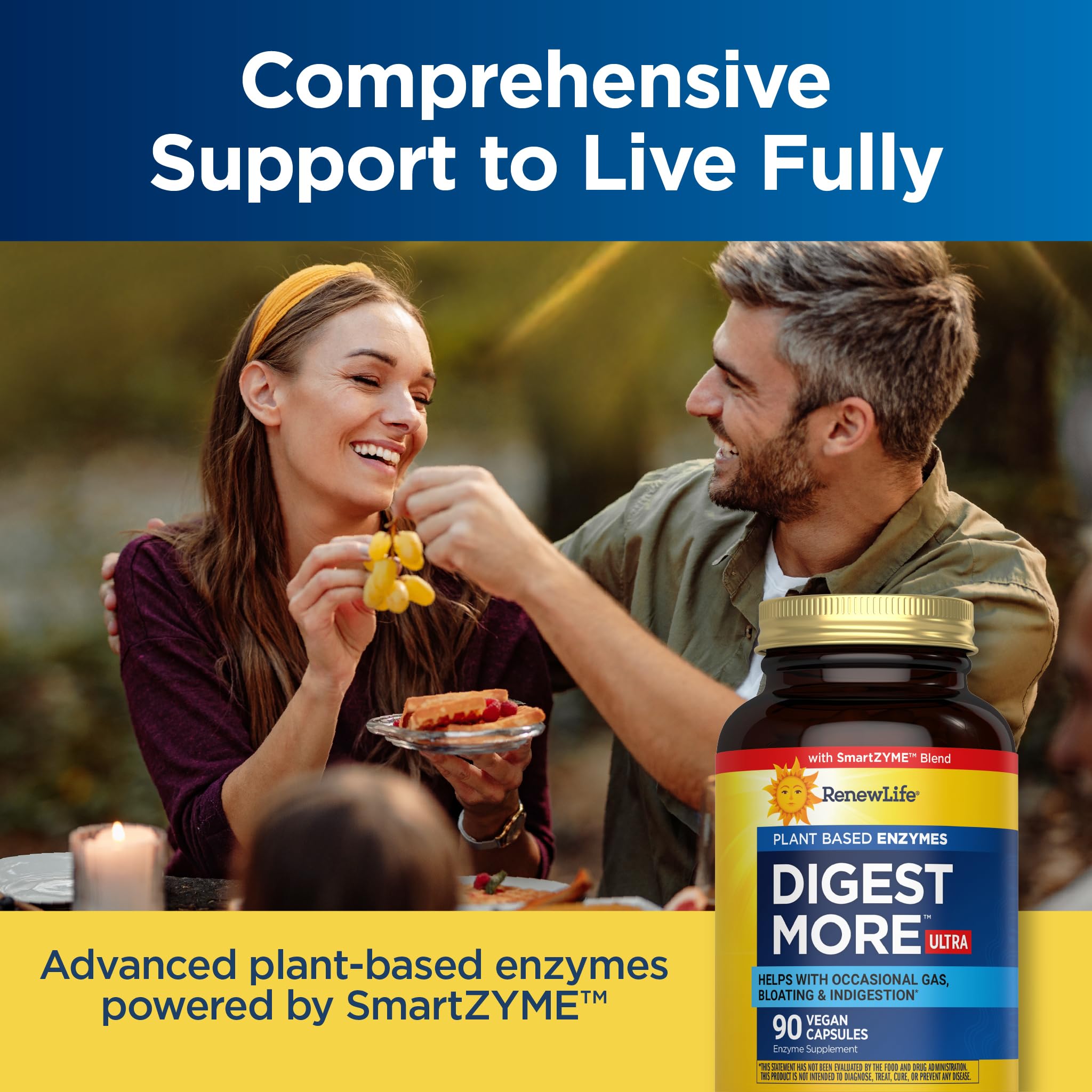 Renew Life DigestMore Ultra plant-based enzyme blend designed to support food breakdown