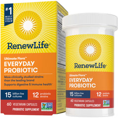 Renew Life Everyday Probiotic bottle front highlighting daily digestive support