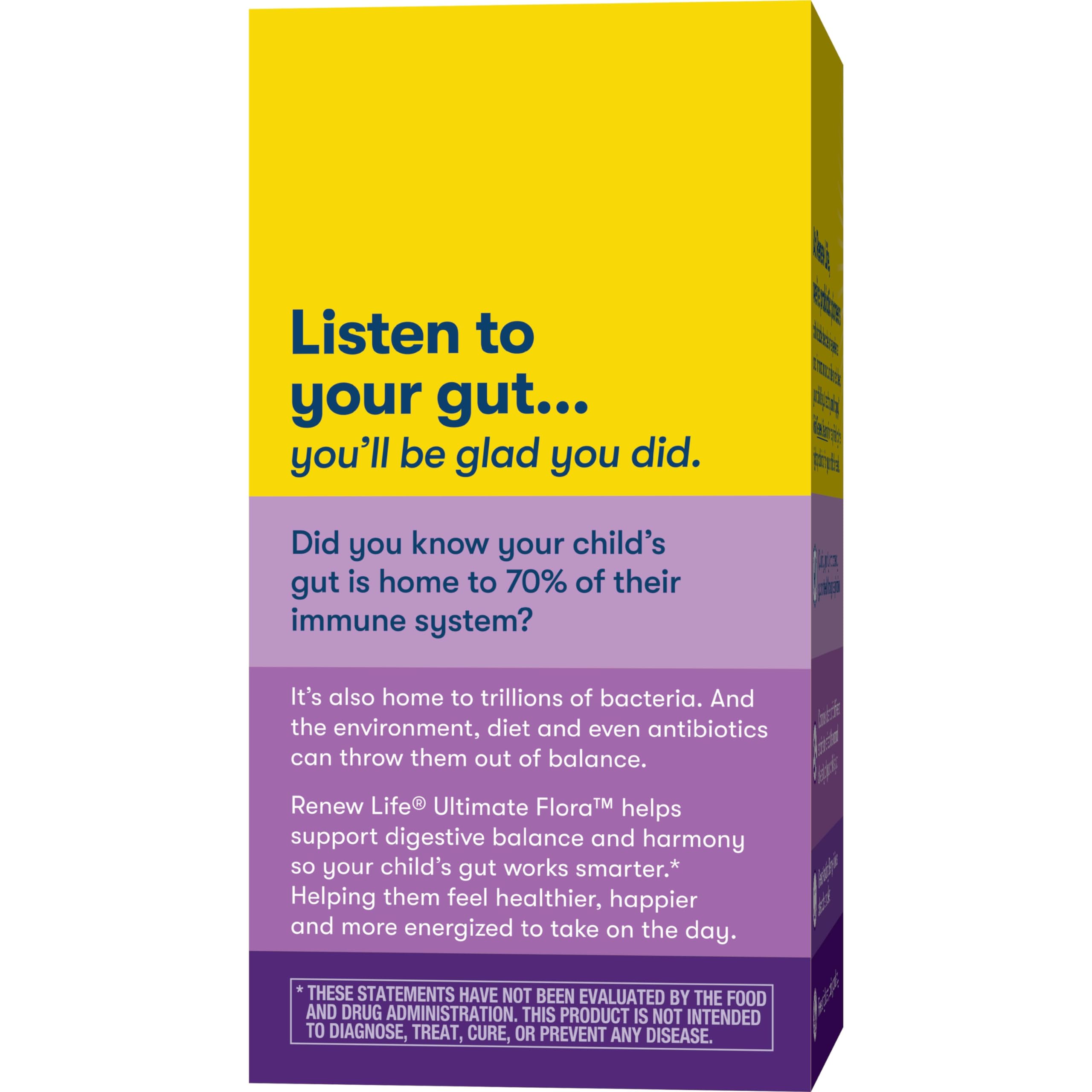 Renew Life Kids Probiotic supports after meals for consistent daily consumption.