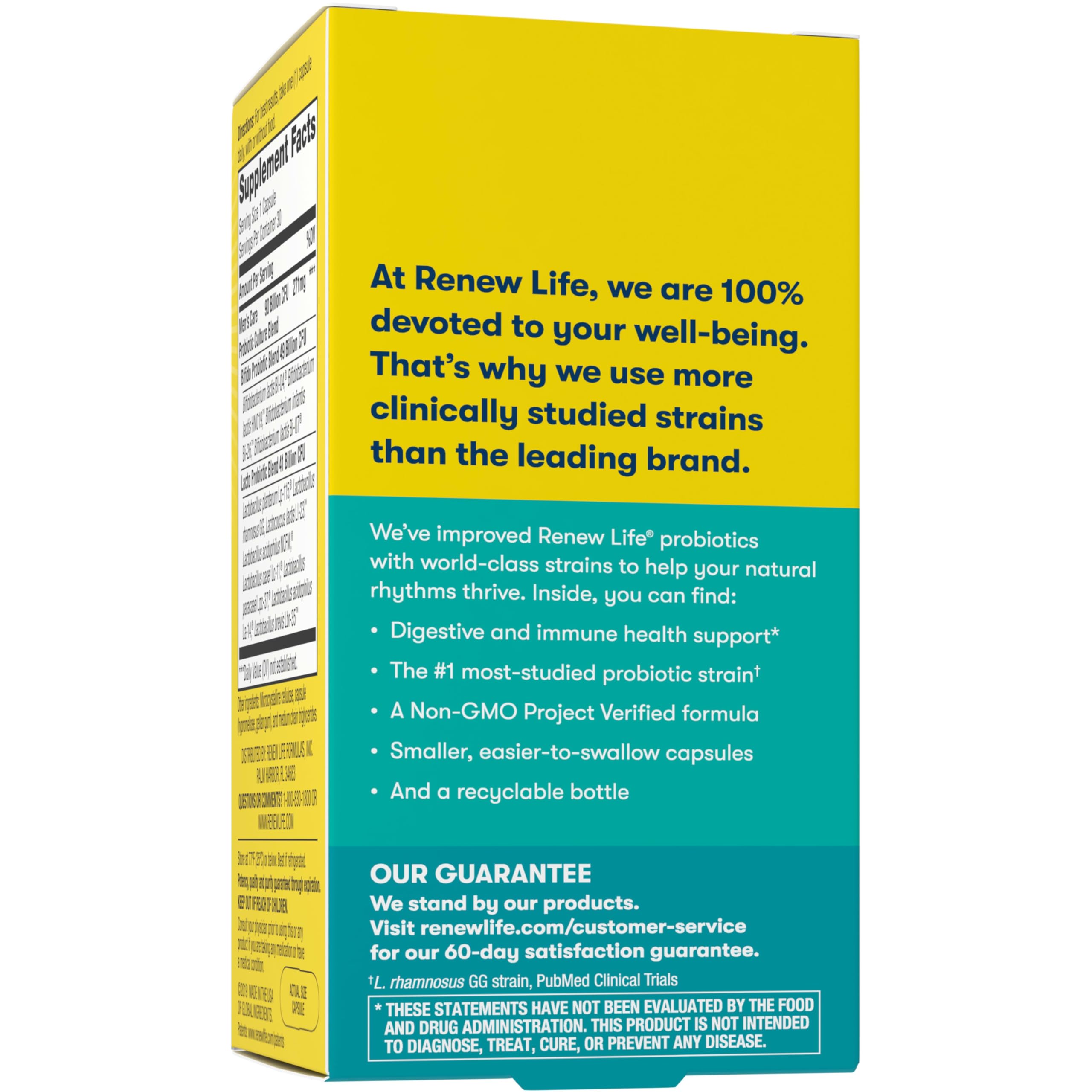 Renew Life Men's Care bottle top highlights cap design and seal.
