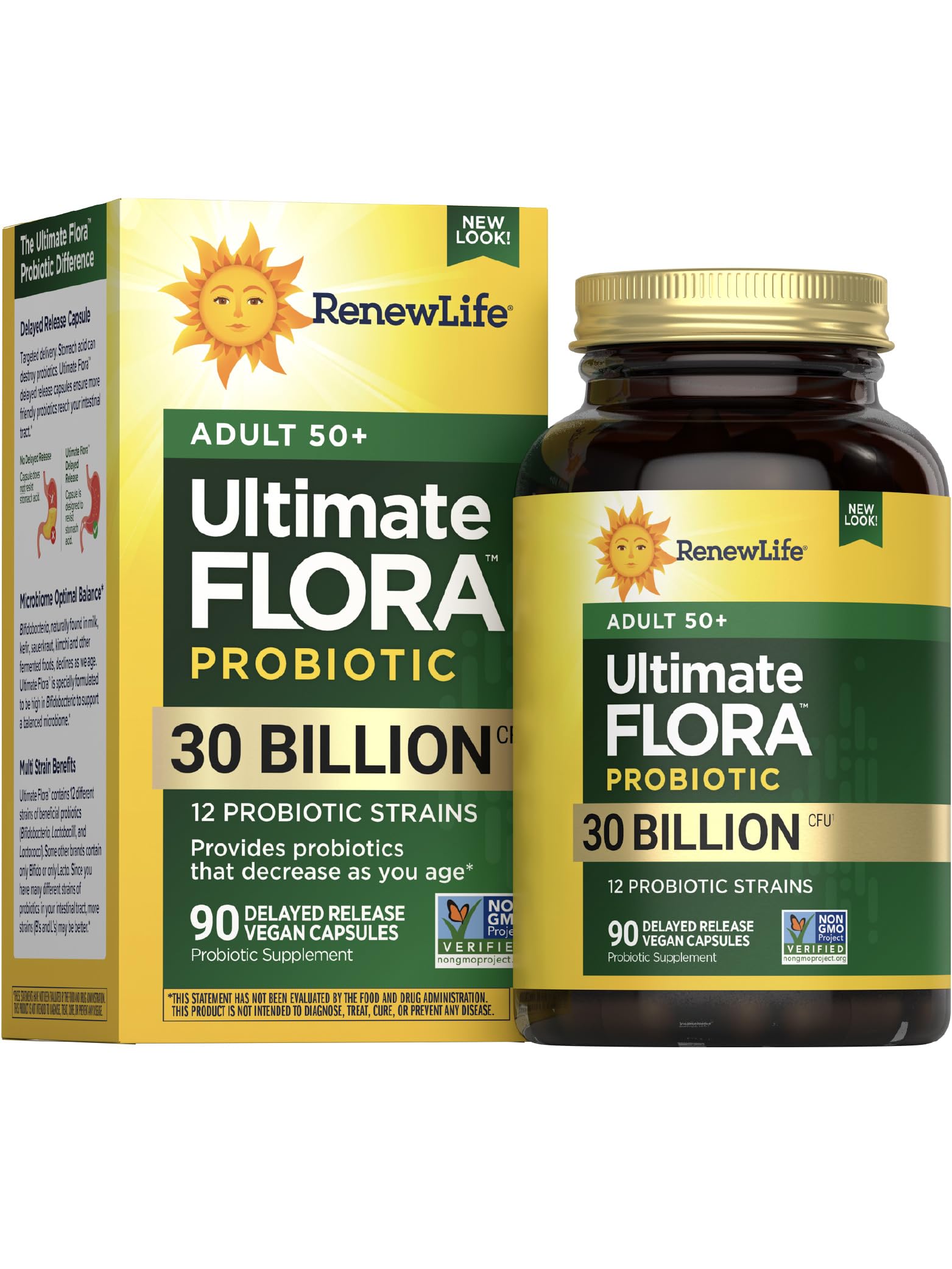 Renew Life Probiotic 50 Plus bottle front for daily digestive and immune support.