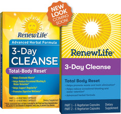 Renew Life Total Body Reset packaging box highlighting a natural herbal cleanse.