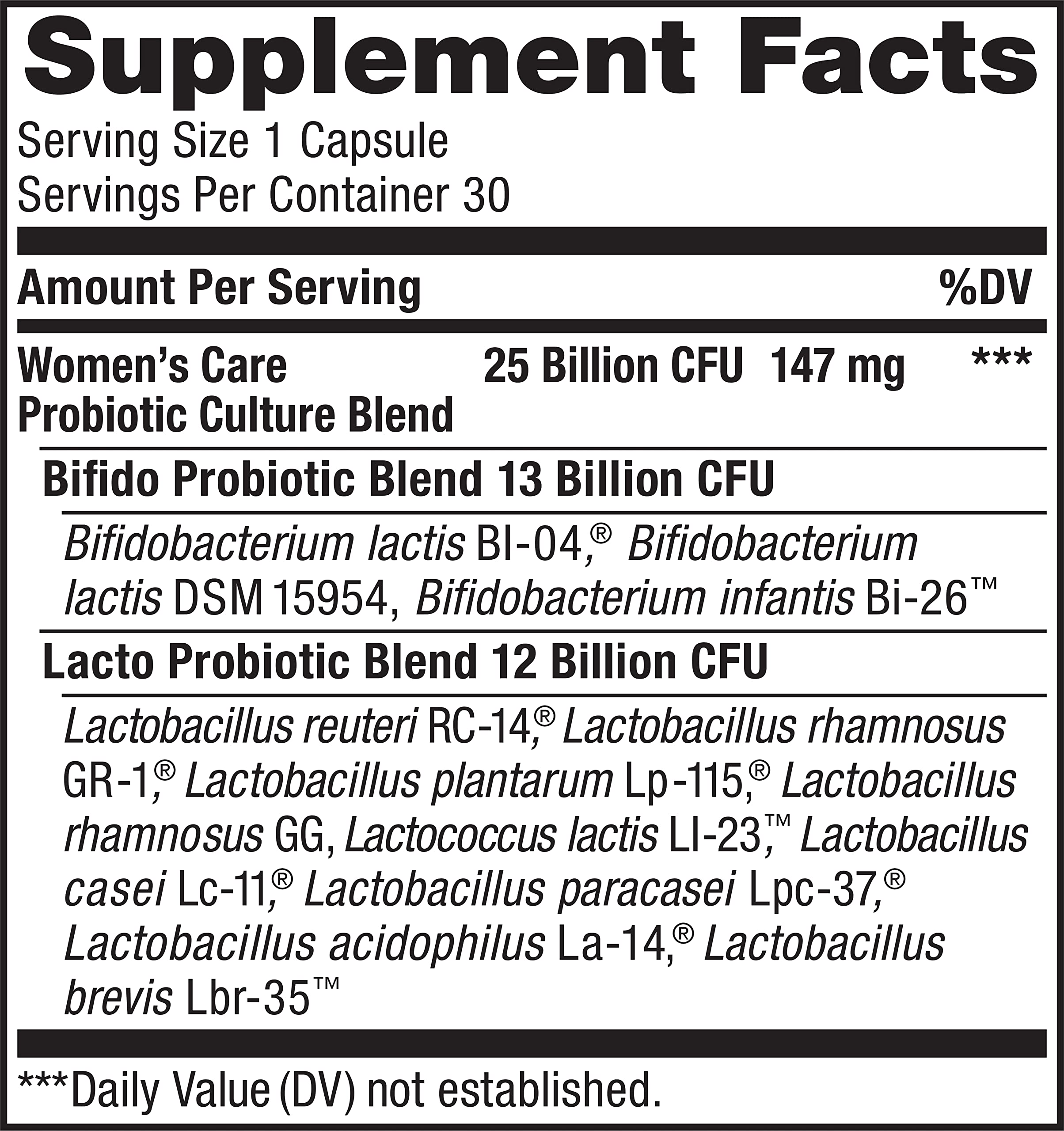 Illustration of 12 strains emphasizing diverse probiotic blend for women.