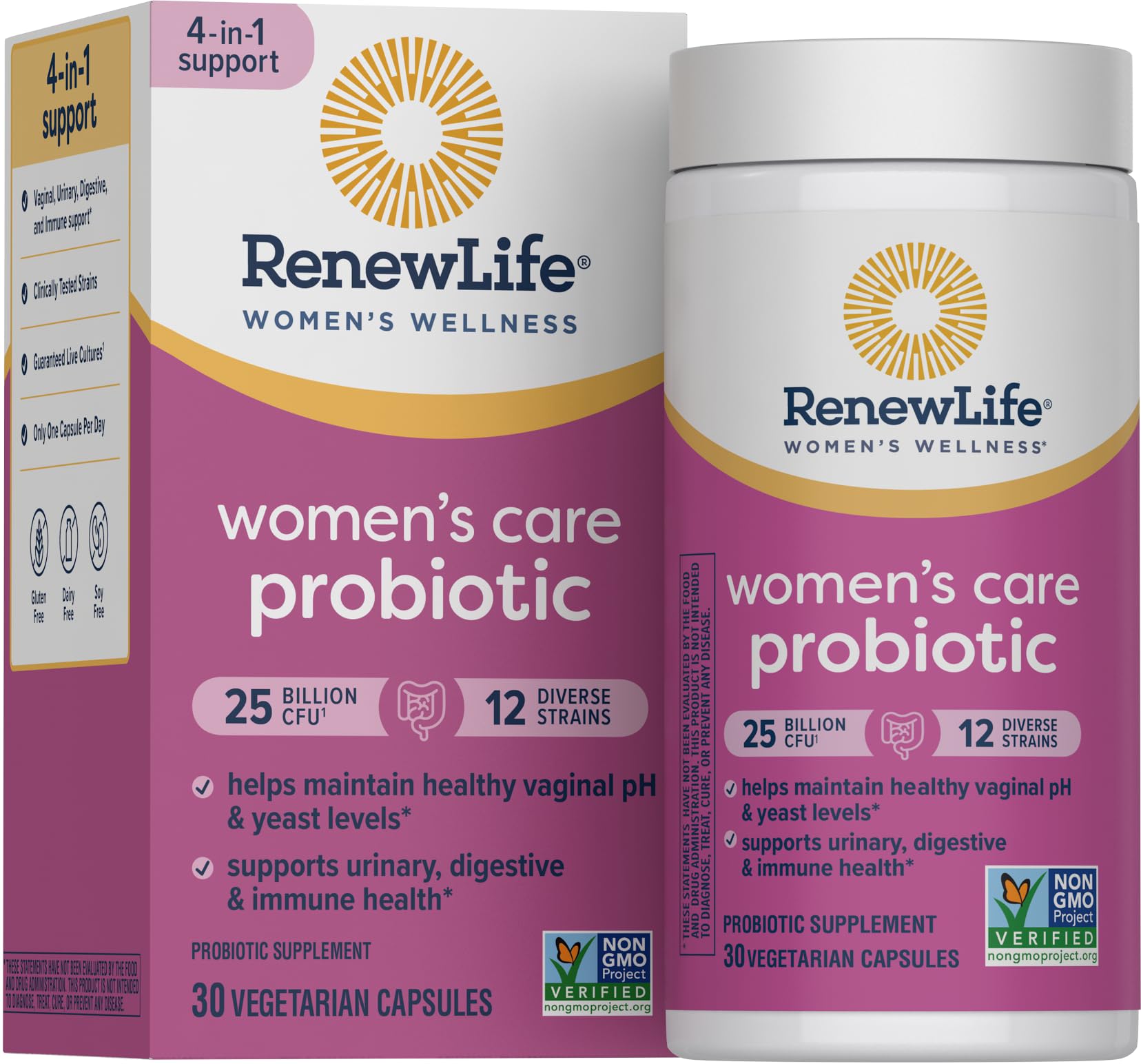 Renew Life Women's Probiotic bottle 30-count supports daily feminine health and digestion