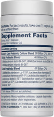 Renew Life Women's Probiotic bottle back label displays 12 strains for diverse gut and immune health benefits