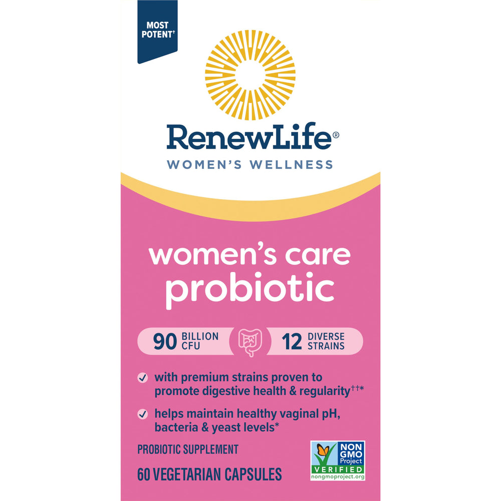 Renew Life label highlights ingredients and 12 strains