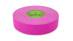 Renfrew bright pink hockey tape on blade for enhanced grip and visibility.