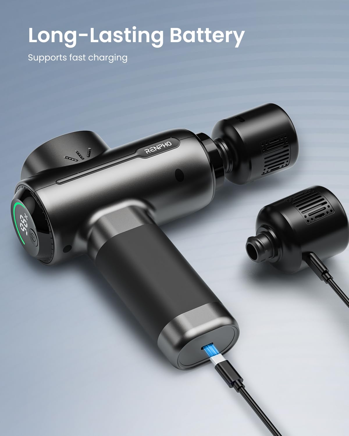 RENPHO massage gun with ten-minute auto-off for safe use