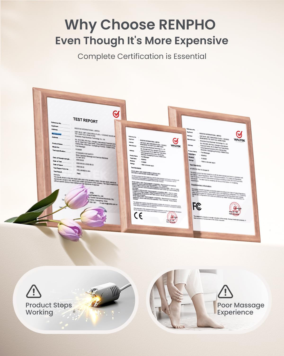 RENPHO cordless control panel for easy operation