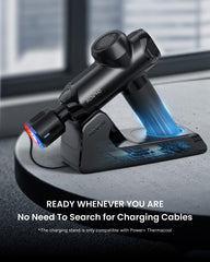 RENPHO massage gun with charging stand, ready for easy storage and use.
