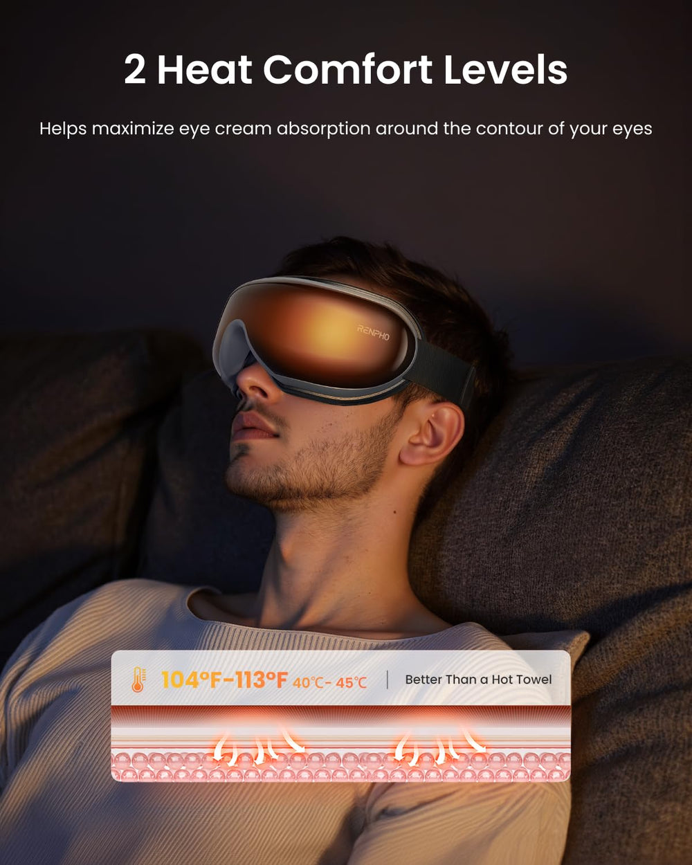 RENPHO Eye Massager with Bluetooth music for enhanced relaxation.