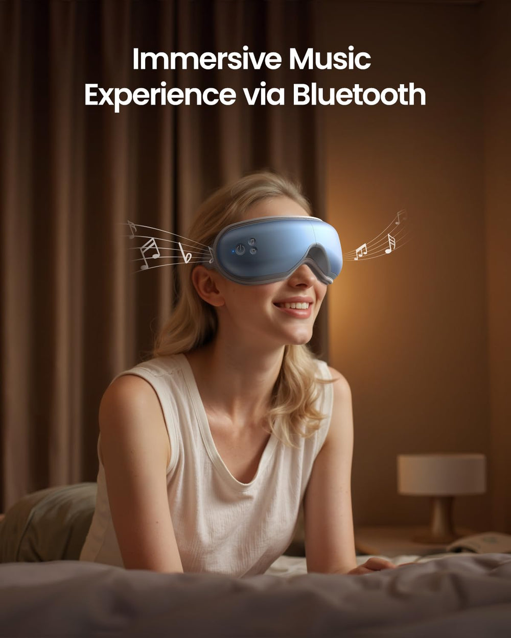 RENPHO Eye Massager folds into a storage bag for travel convenience.