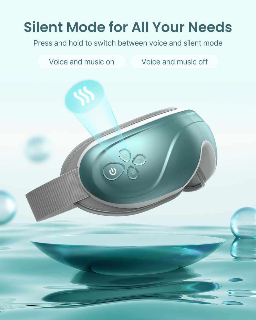 RENPHO Eye Massager Bluetooth connects to phone for mood music