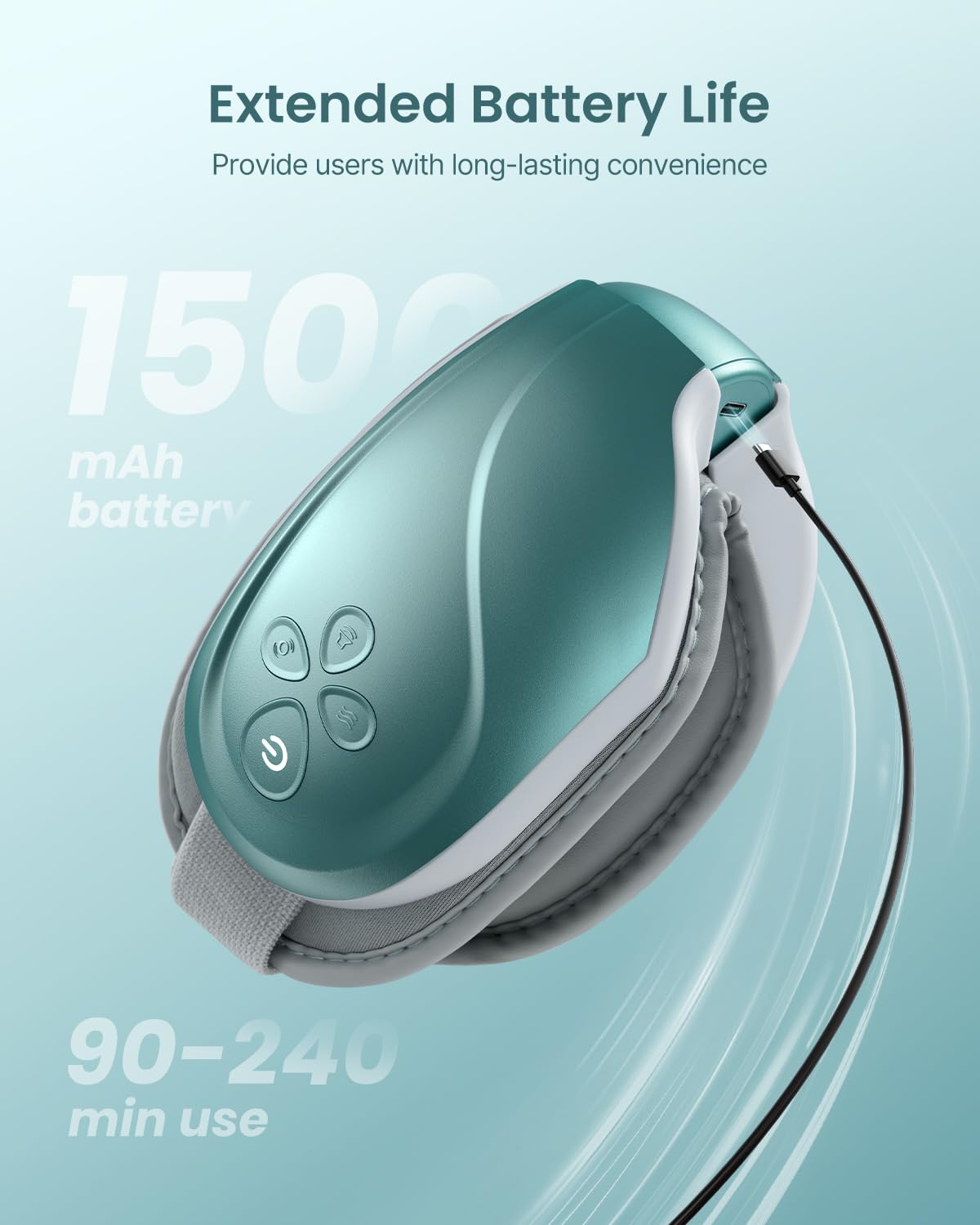RENPHO Eye Massager extended eye cushion envelops temples for comfort