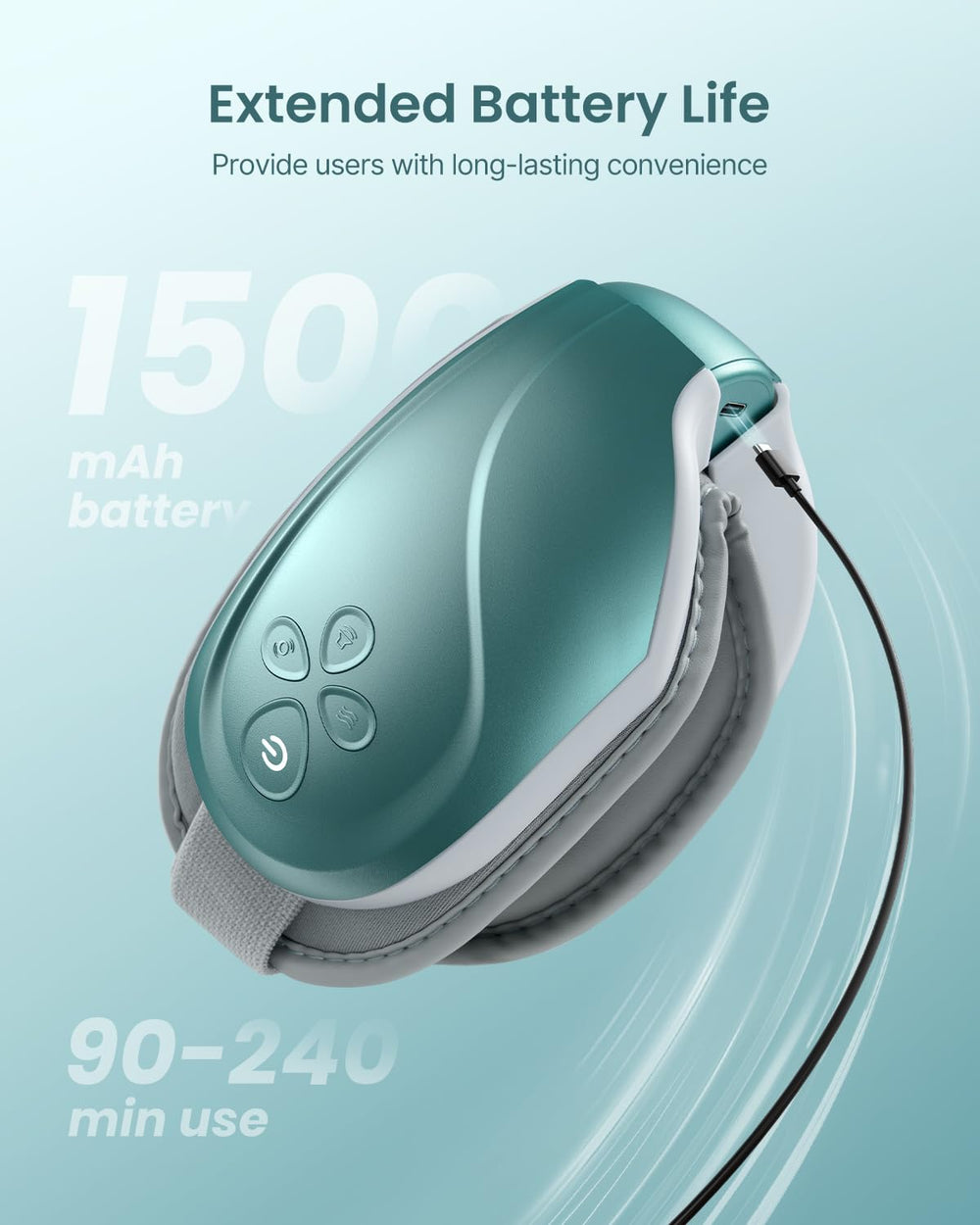 RENPHO Eye Massager extended eye cushion envelops temples for comfort