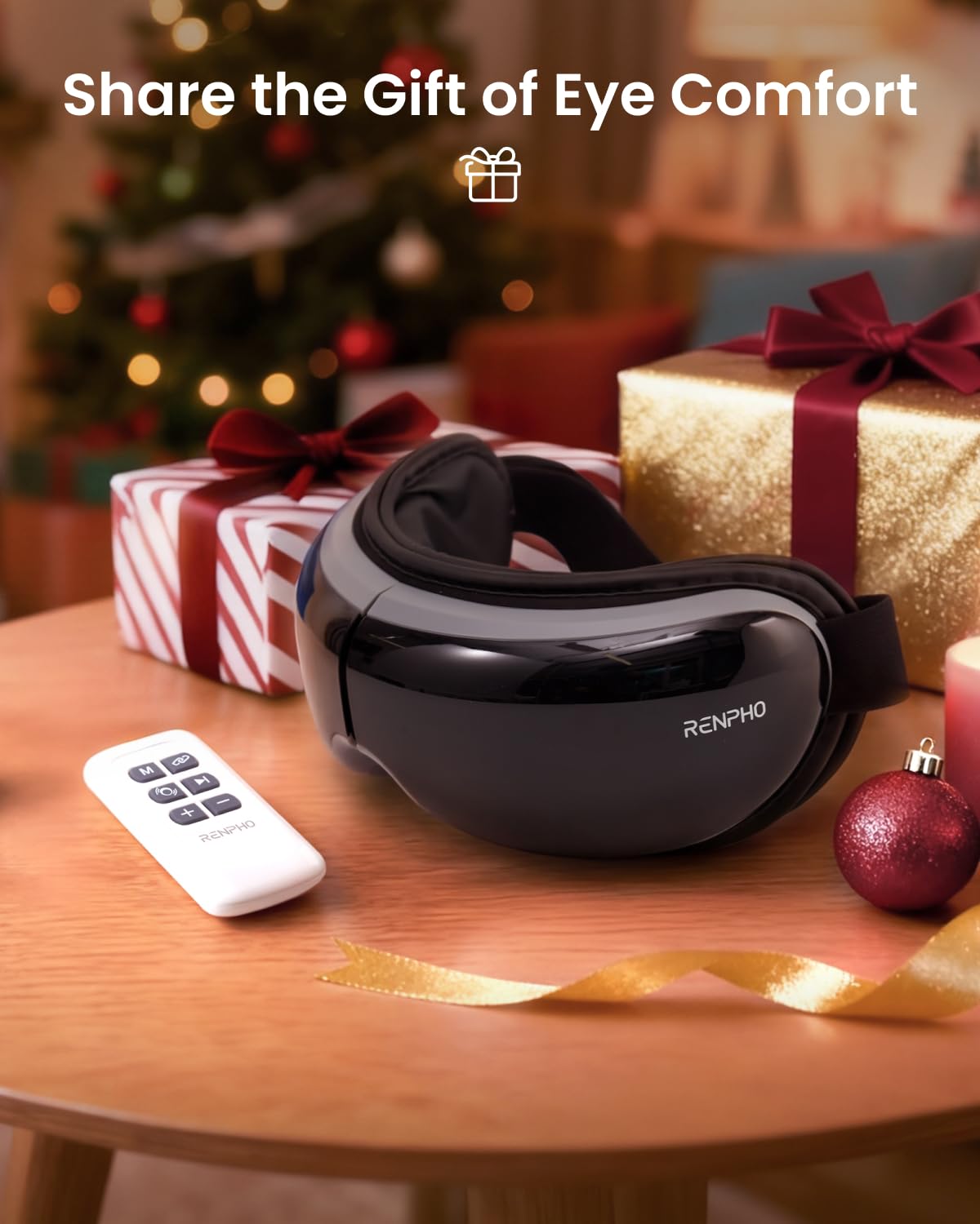 RENPHO Eye Massager with heat delivers soothing warmth for tired eyes.