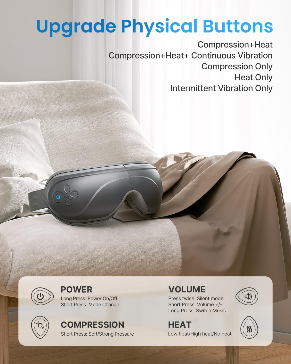RENPHO Eye Massager ergonomic nose bridge design reduces pressure