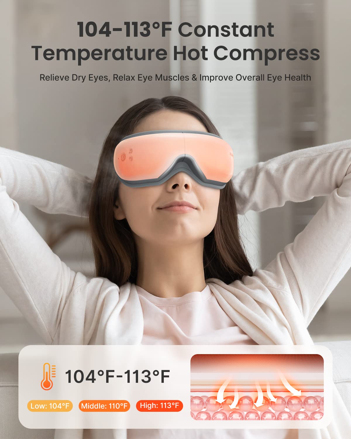 RENPHO Eyeris 1 eye massager app control enables personalized sessions.