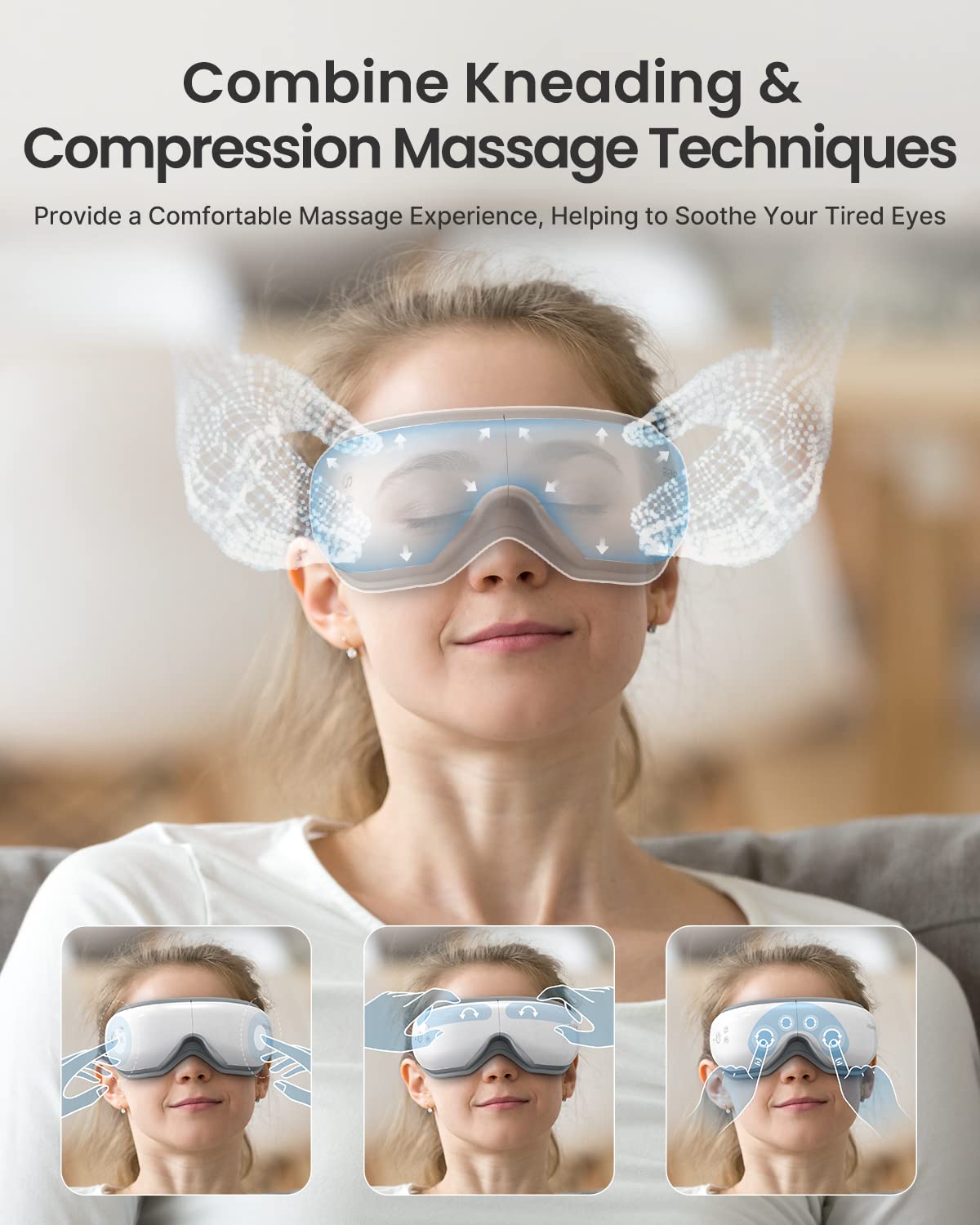 RENPHO Eyeris 1 eye massager DIY mode with calming soundtrack.