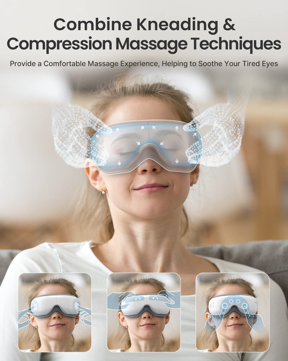 RENPHO Eyeris 1 eye massager DIY mode with calming soundtrack.