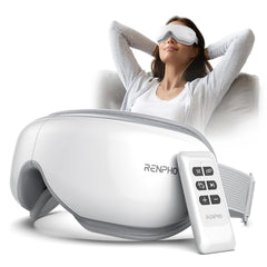 RENPHO Eyeris 1 eye massager remote in use for relaxation and gentle massage